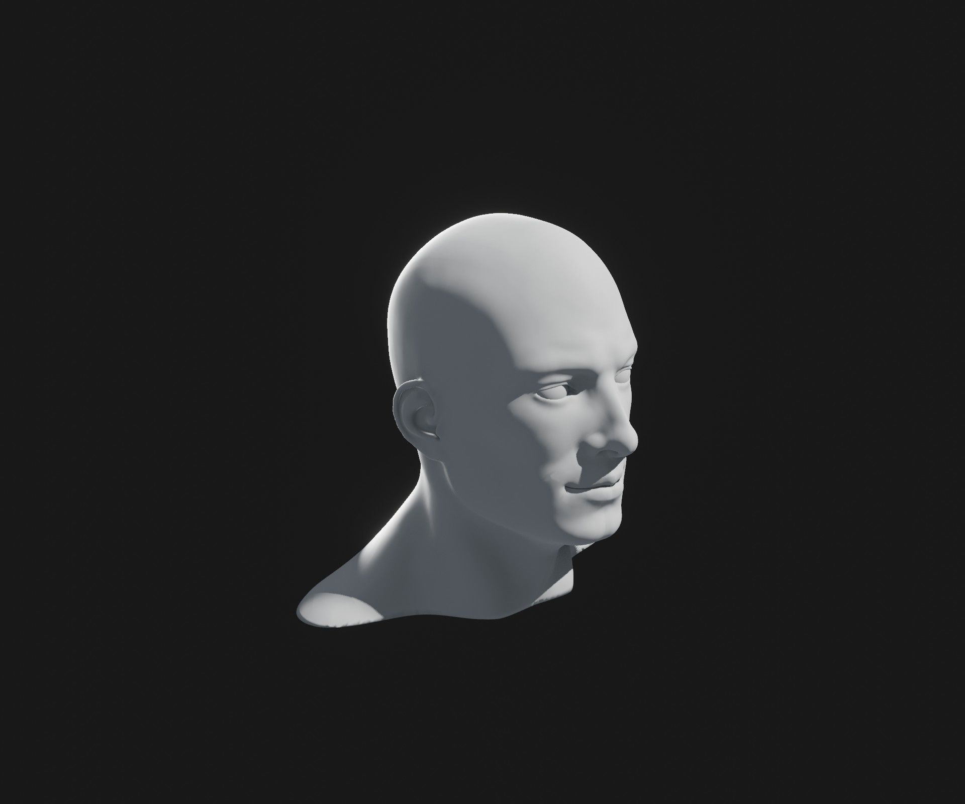 Male Head Base Mesh 3D Model Animated with Facial Expressions 3D model_19