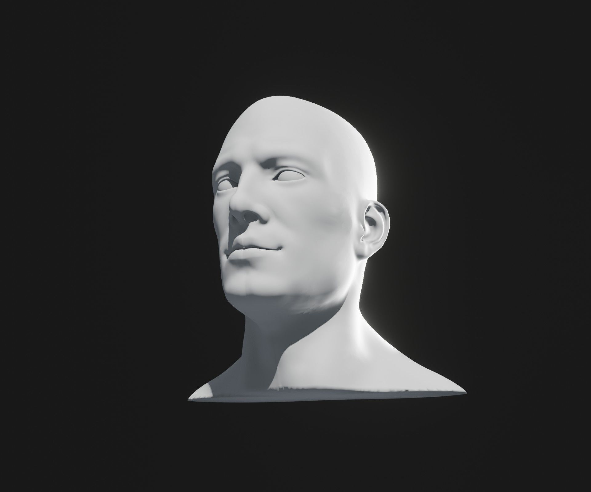 Male Head Base Mesh 3D Model Animated with Facial Expressions 3D model_14
