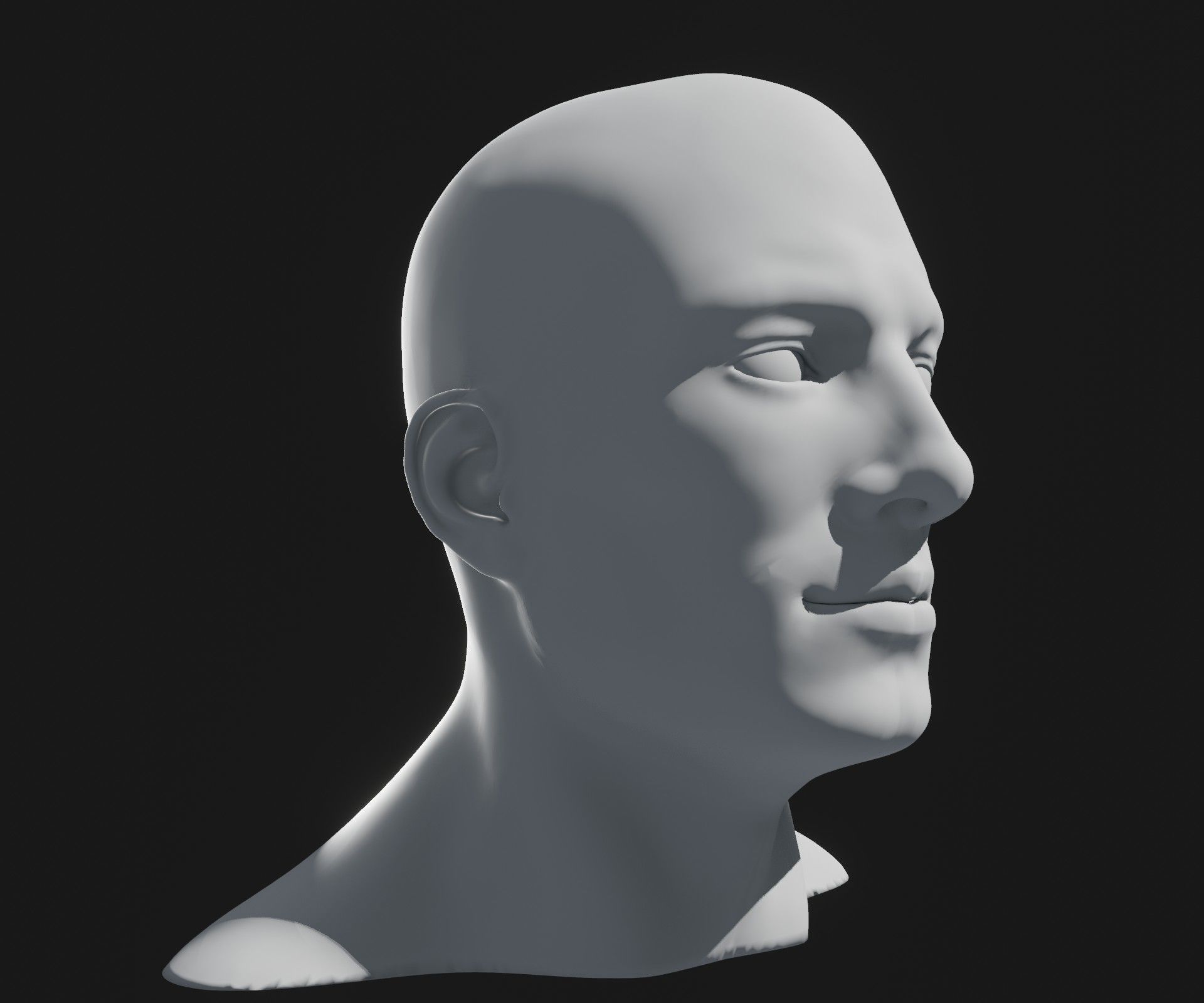 Male Head Base Mesh 3D Model Animated with Facial Expressions 3D model_16