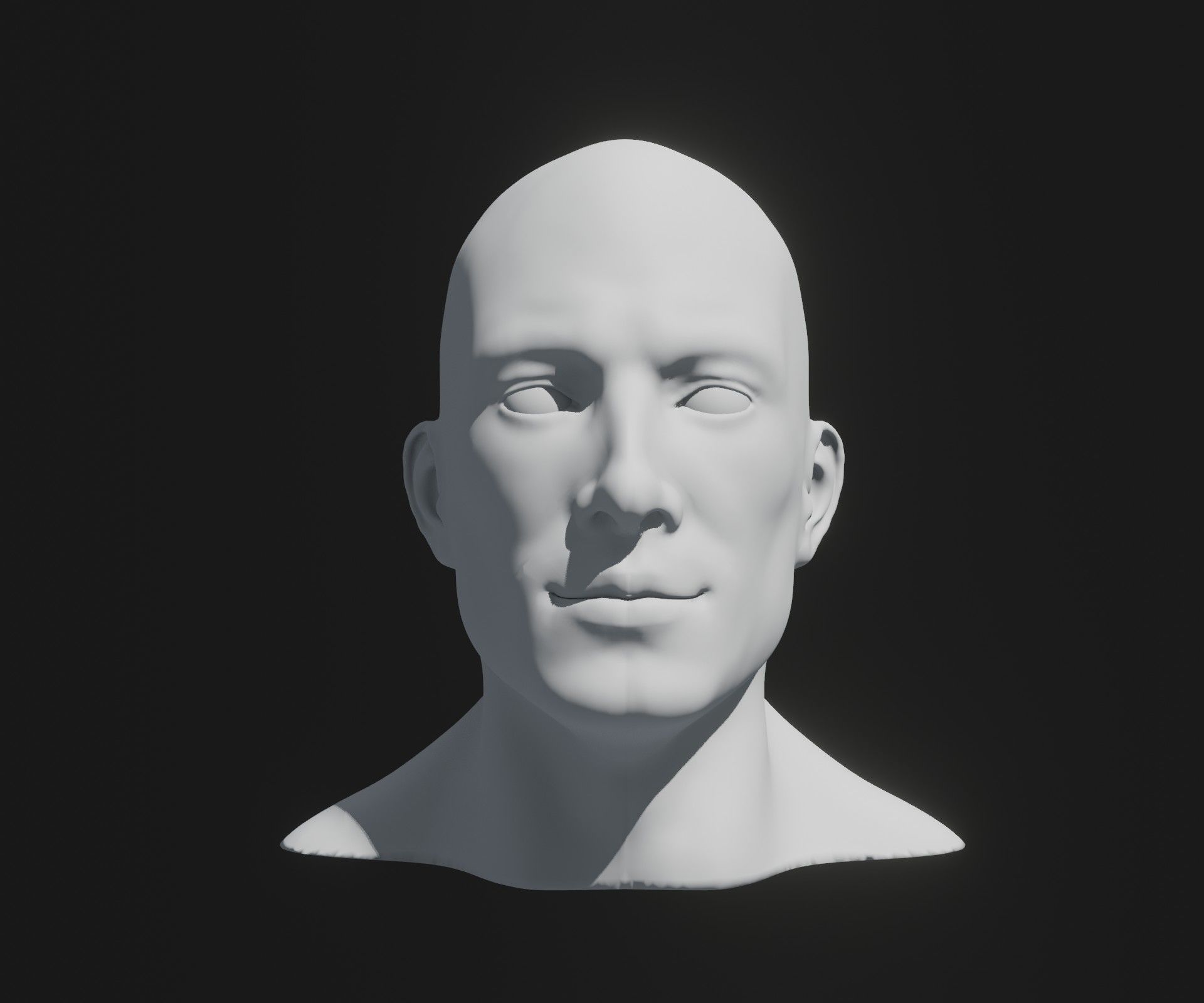 Male Head Base Mesh 3D Model Animated with Facial Expressions 3D model_2