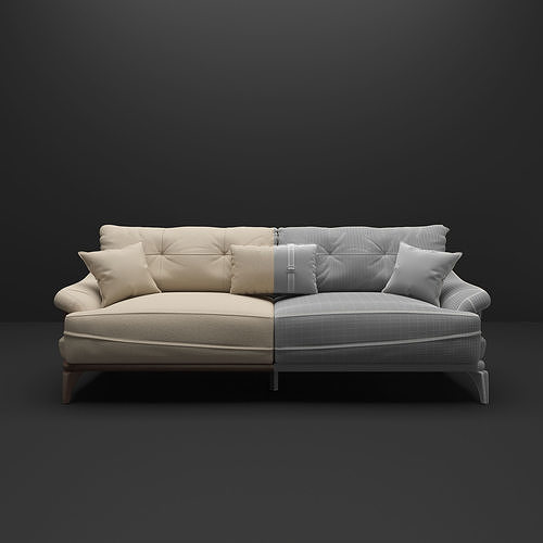 Sofa three seater 3D model 2
