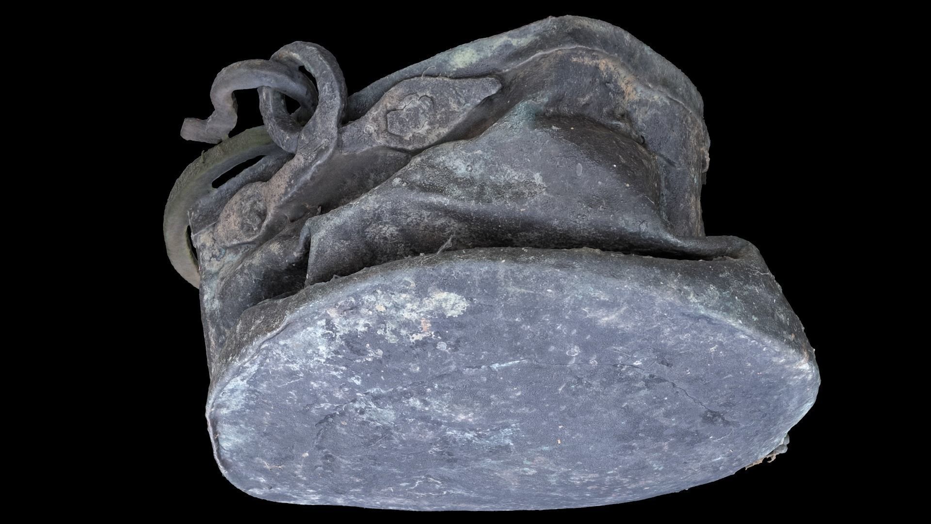 Antique crushed copper pot 3D model_2