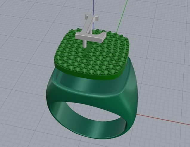 Ring with the letter L Model 4216 3D print model_2