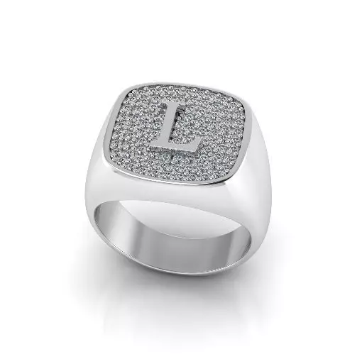 Ring with the letter L Model 4216 3D print model_0