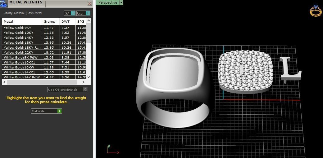 Ring with the letter L Model 4216 3D print model_8