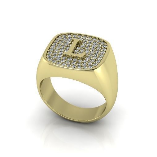 Ring with the letter L Model 4216 3D print model_1