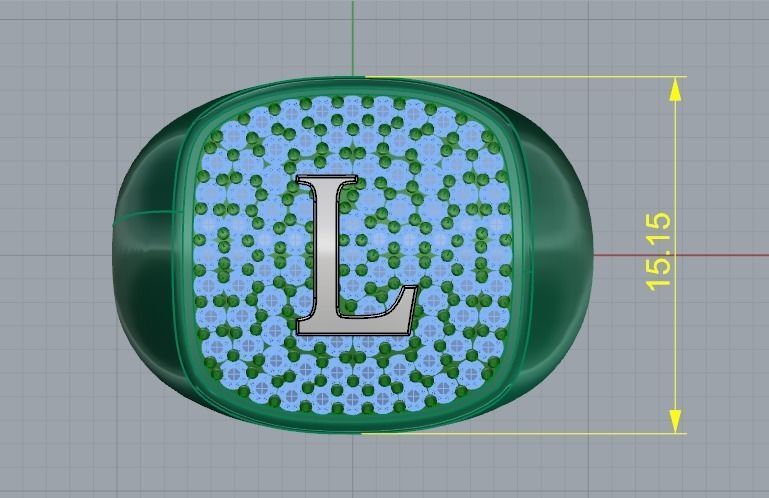 Ring with the letter L Model 4216 3D print model_7