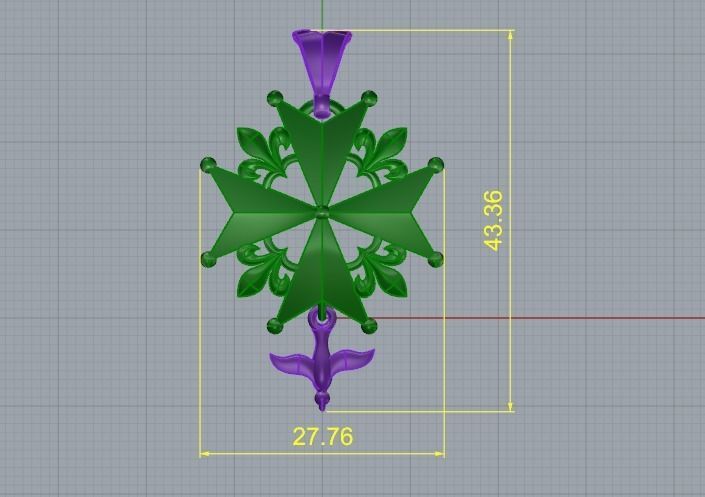 Pendant cross Model 4213 3D print model_5