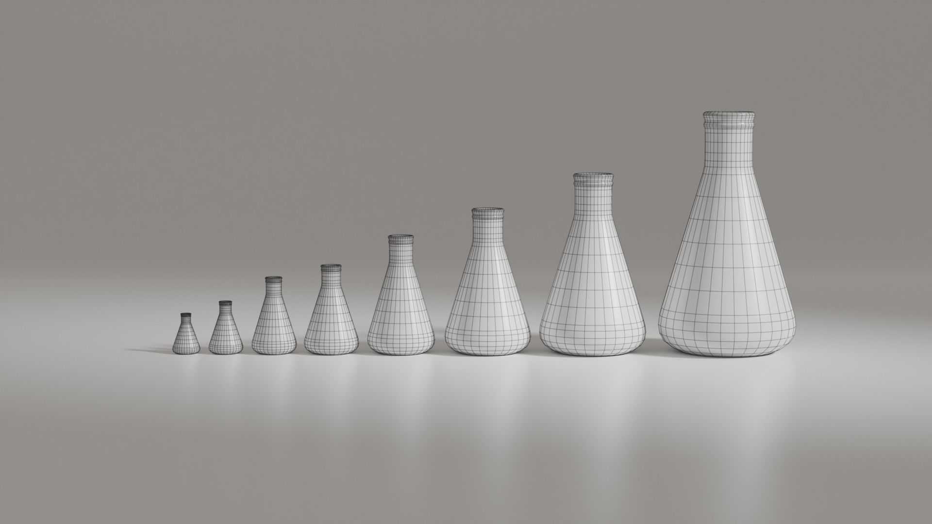 Erlenmeyer flasks - Lab glassware pack 3D model_2