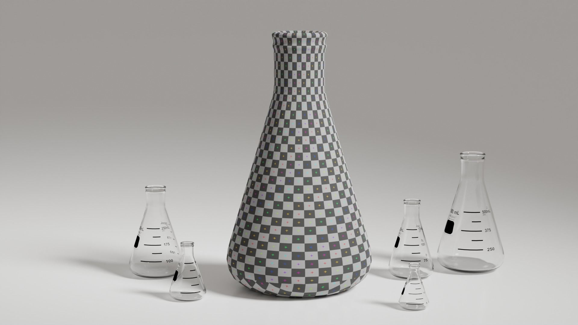 Erlenmeyer flasks - Lab glassware pack 3D model_3