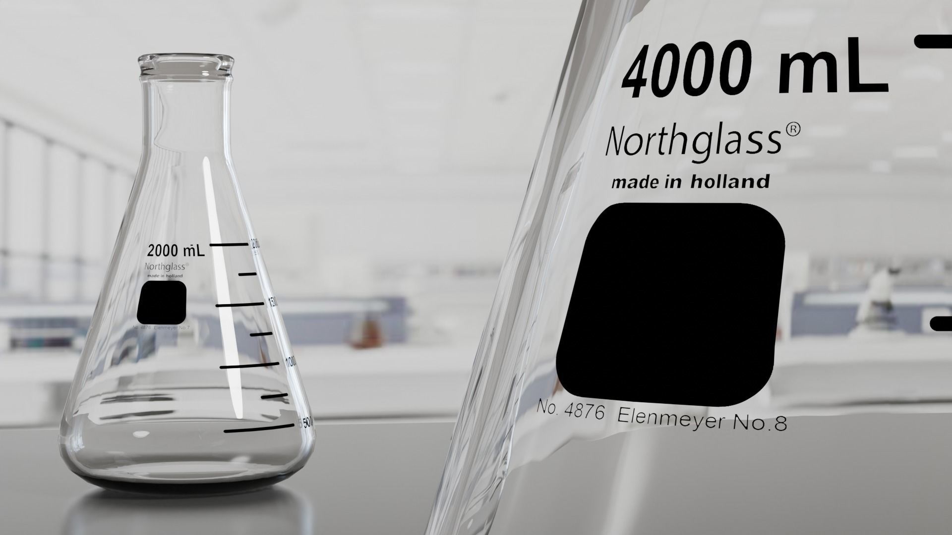 Erlenmeyer flasks - Lab glassware pack 3D model_5