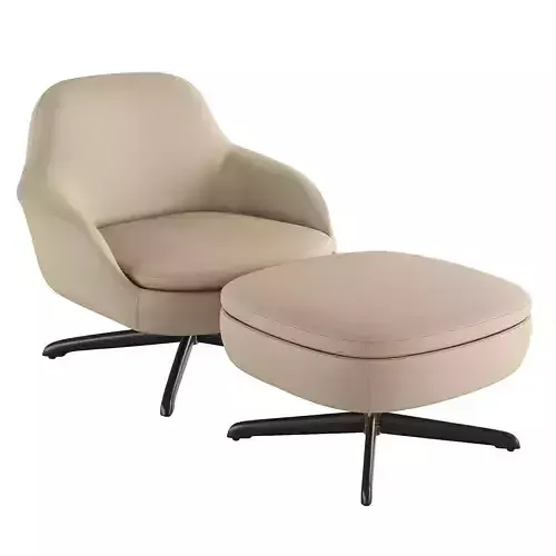 Sendai Armchair with Armrest Swivel 3D model