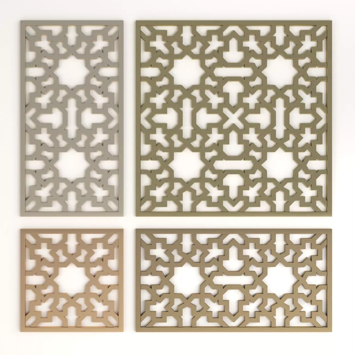Arabic Islamic pattern decorative gold plaster 3D model_0
