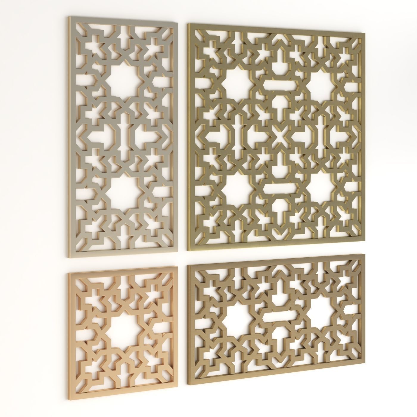 Arabic Islamic pattern decorative gold plaster 3D model_2