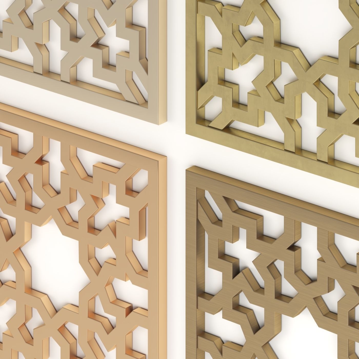 Arabic Islamic pattern decorative gold plaster 3D model_1