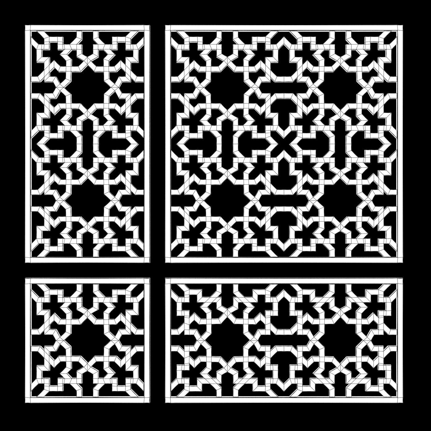 Arabic Islamic pattern decorative gold plaster 3D model_3