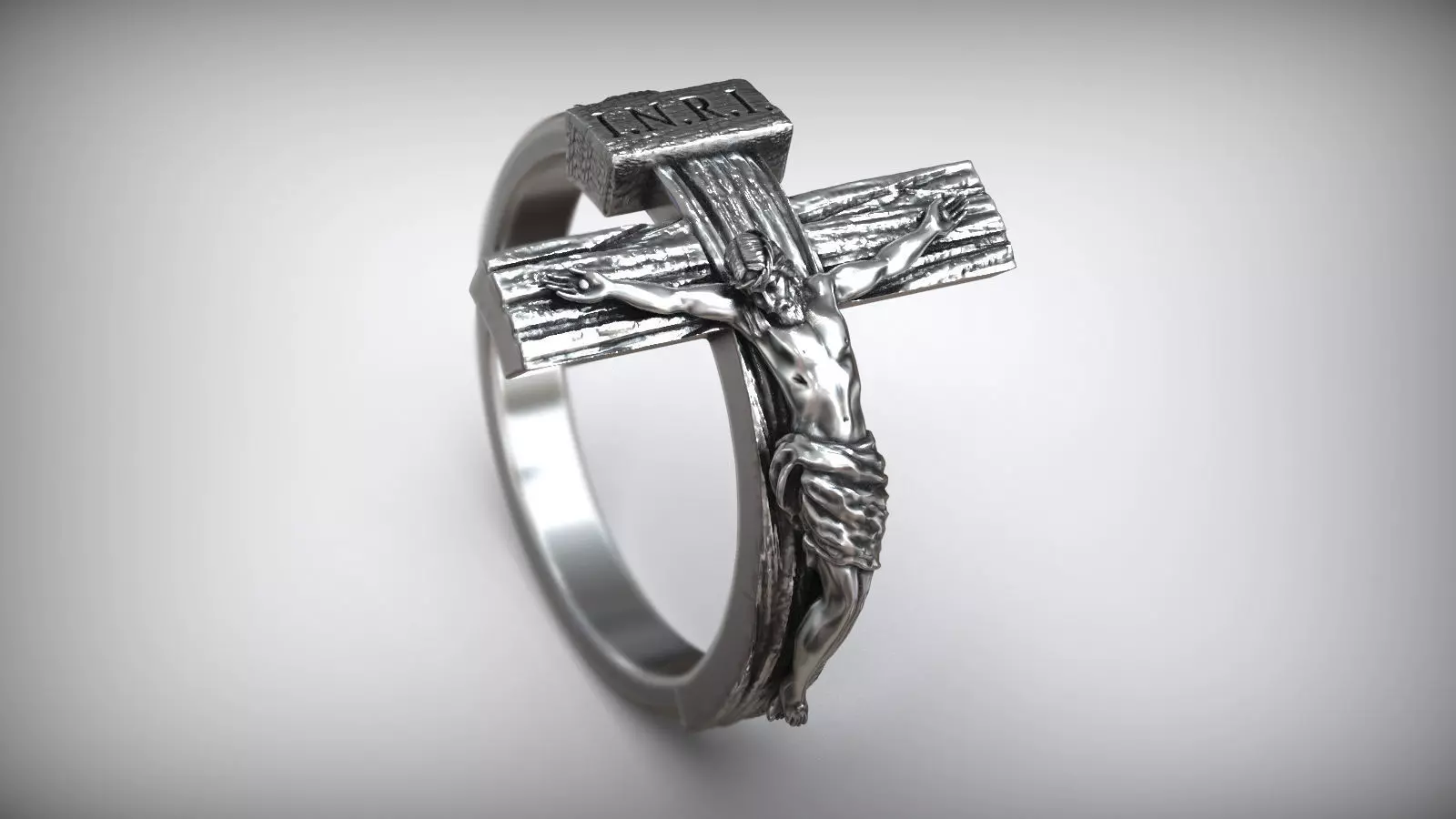 Jesus Christ Crucifix Cross Christian Ring 3D print model