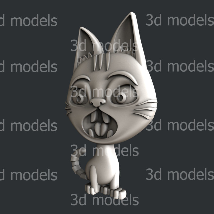 3d STL models for CNC or 3d printer cat P448 3D model_2