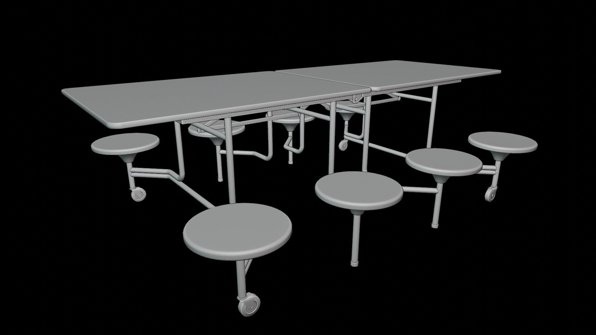 Mobile Cafeteria Table 3D model_3