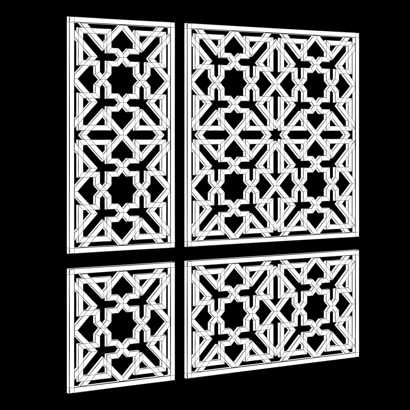 Arabic Islamic pattern decorative gold plaster 3D model_5
