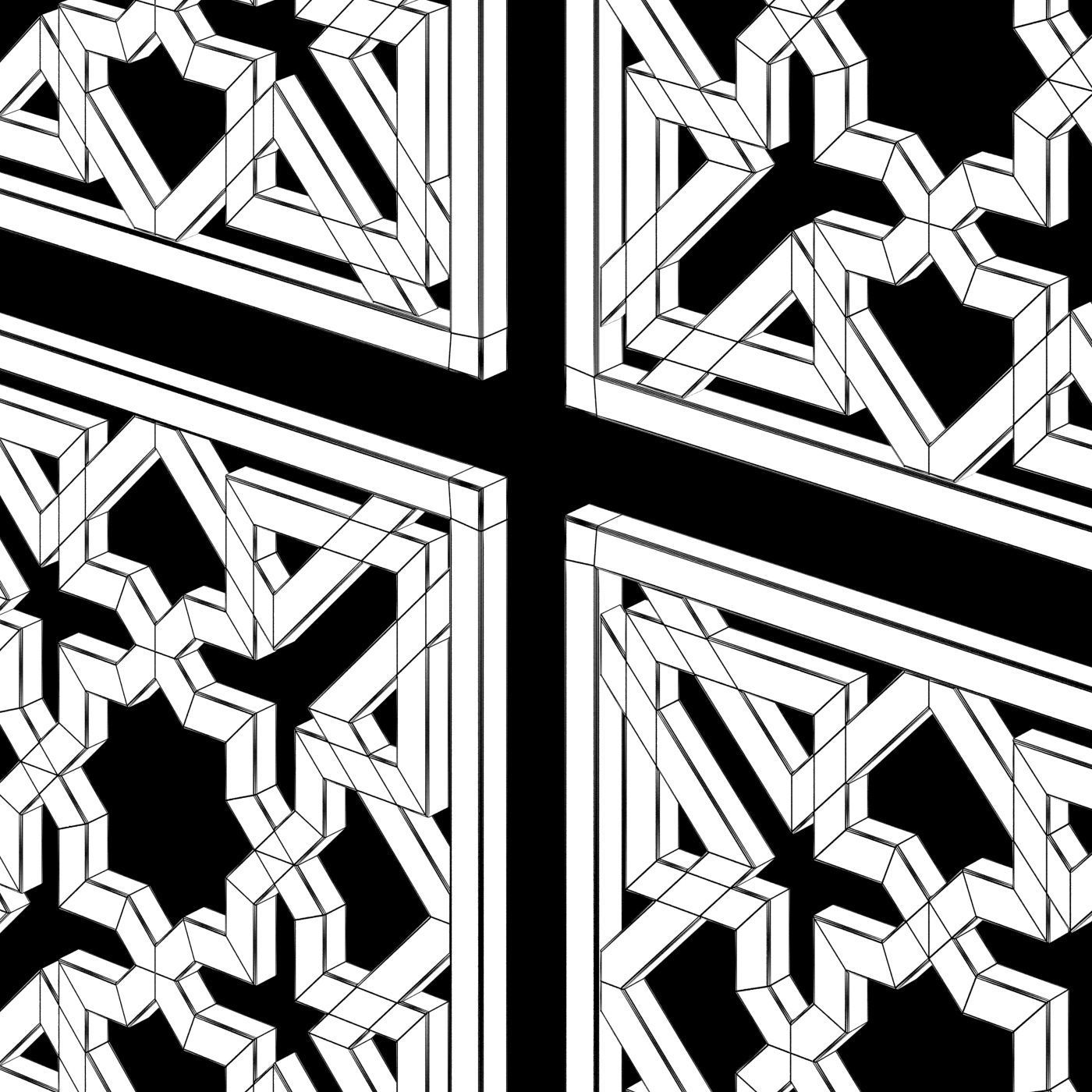 Arabic Islamic pattern decorative gold plaster 3D model_4