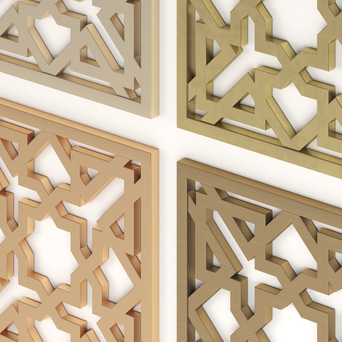 Arabic Islamic pattern decorative gold plaster 3D model_1