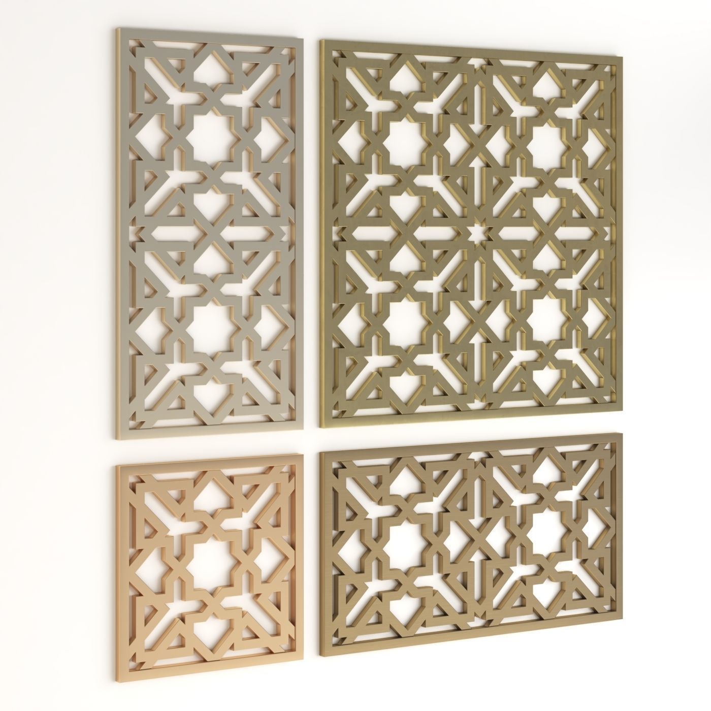 Arabic Islamic pattern decorative gold plaster 3D model_2