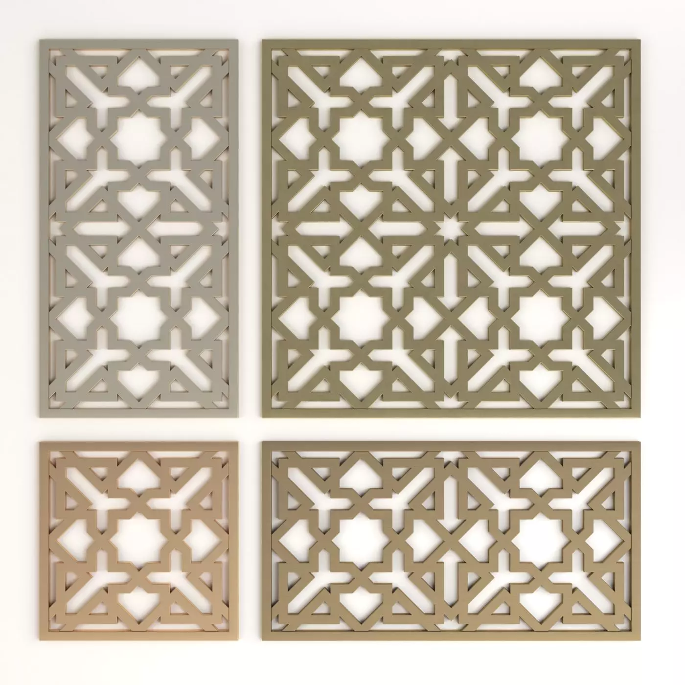 Arabic Islamic pattern decorative gold plaster 3D model_0