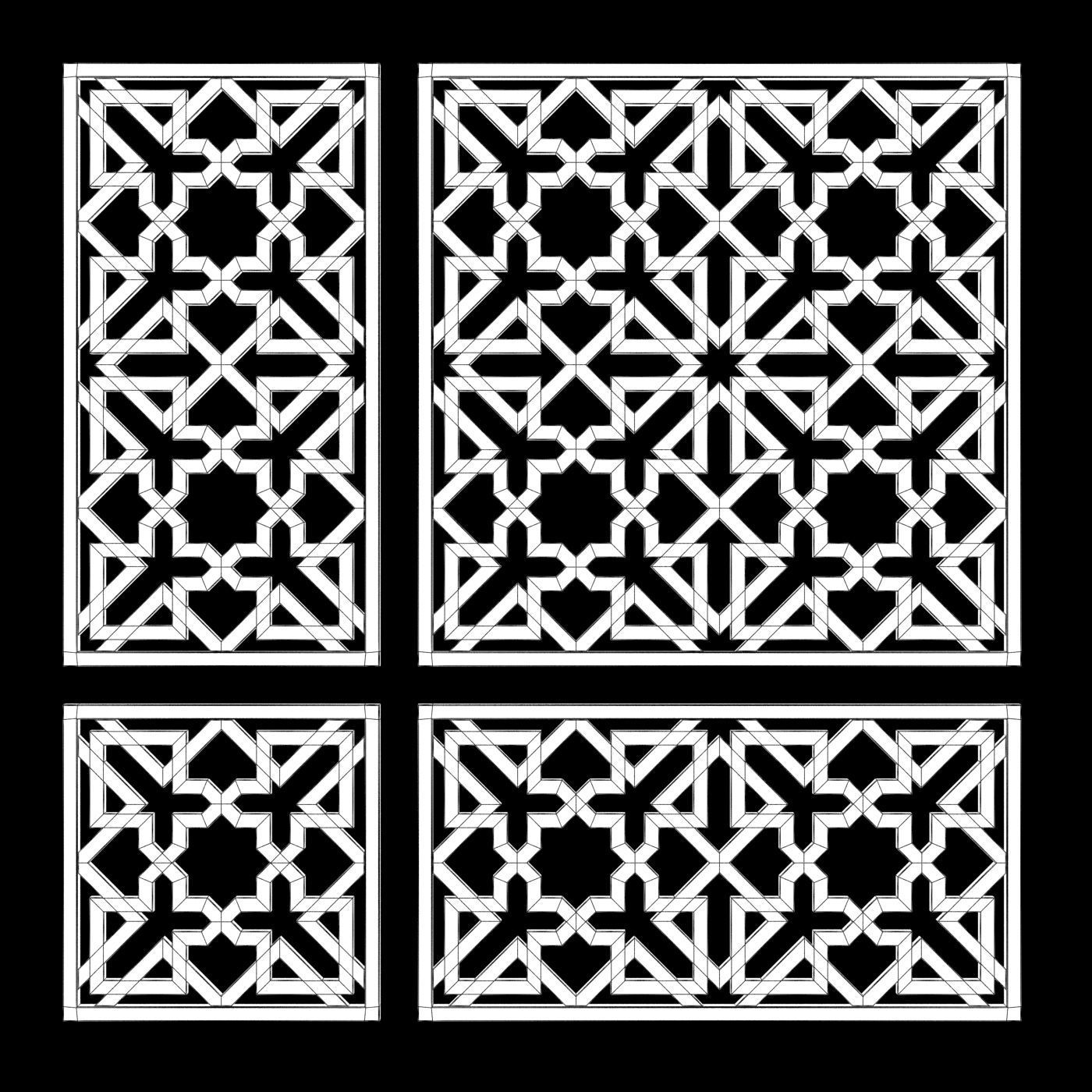 Arabic Islamic pattern decorative gold plaster 3D model_3