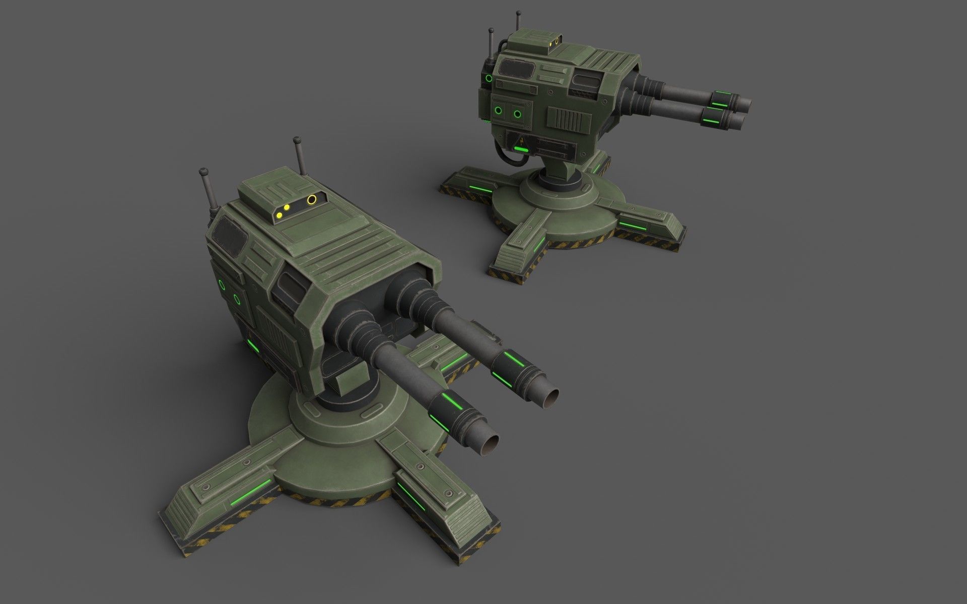 GunTurrets Low-poly 3D model_10