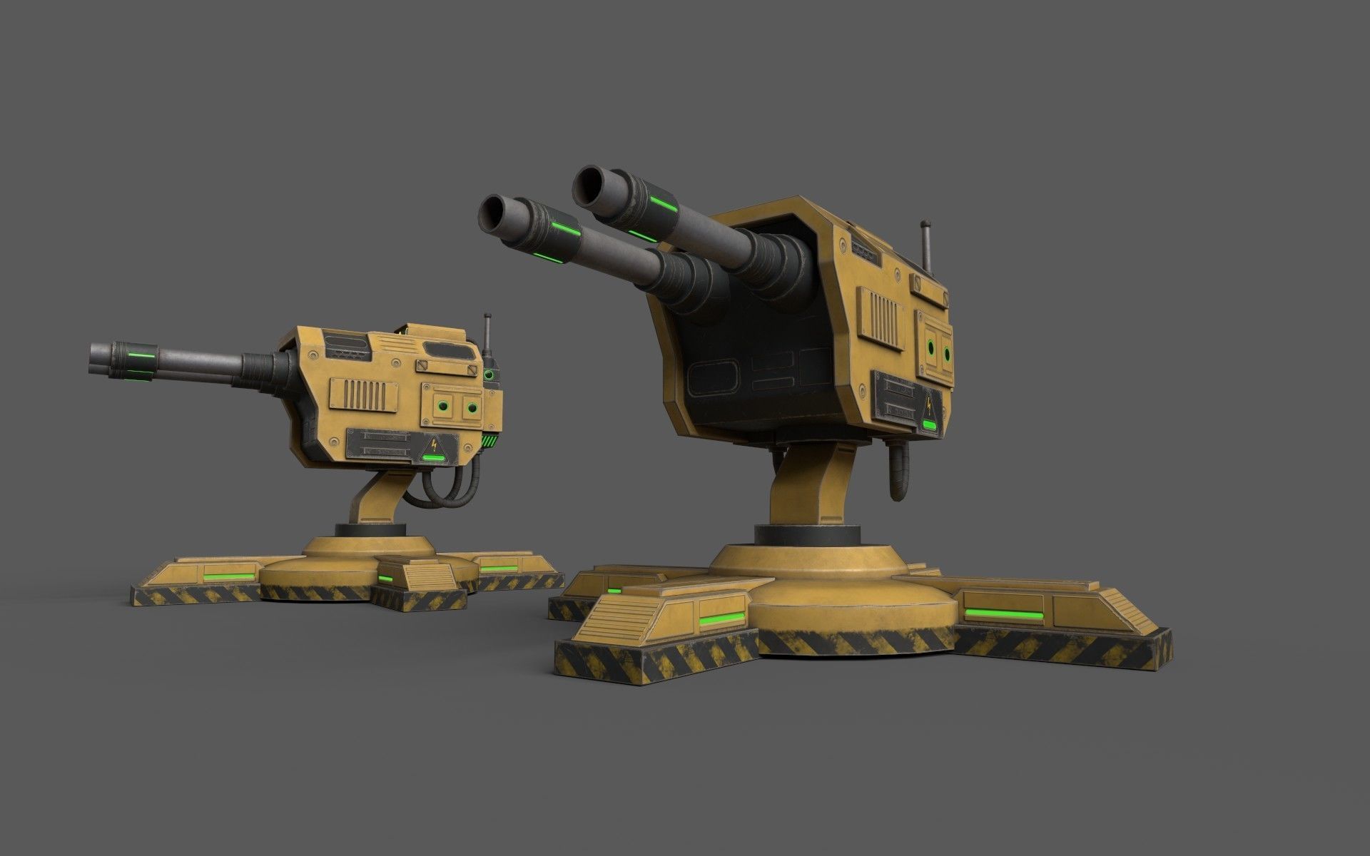 GunTurrets Low-poly 3D model_14