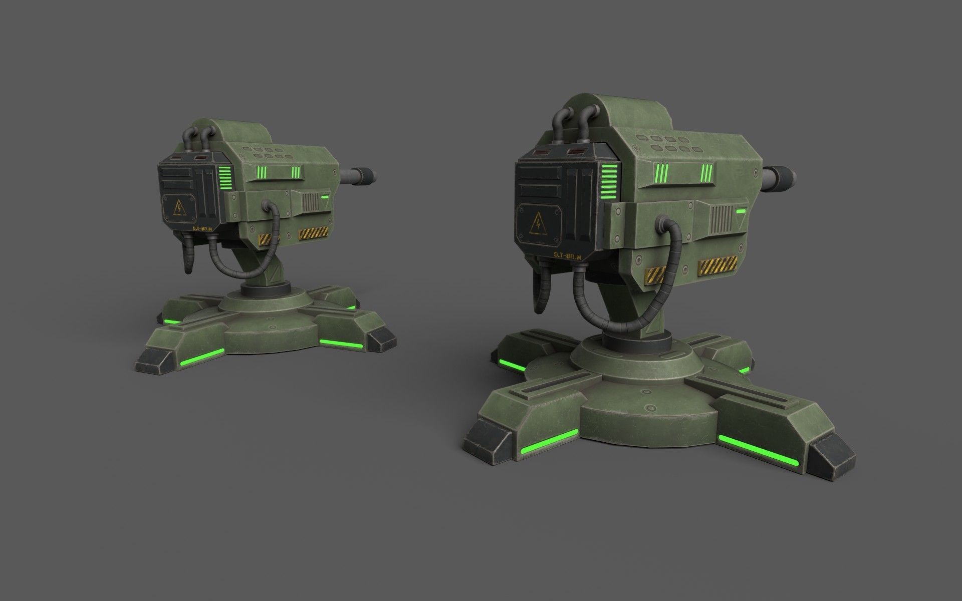 GunTurrets Low-poly 3D model_2