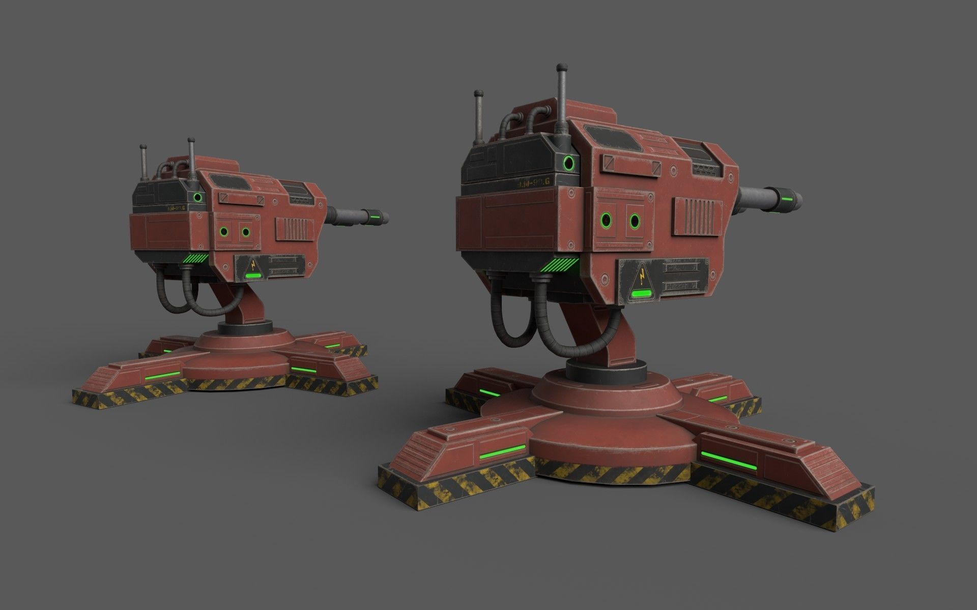 GunTurrets Low-poly 3D model_13