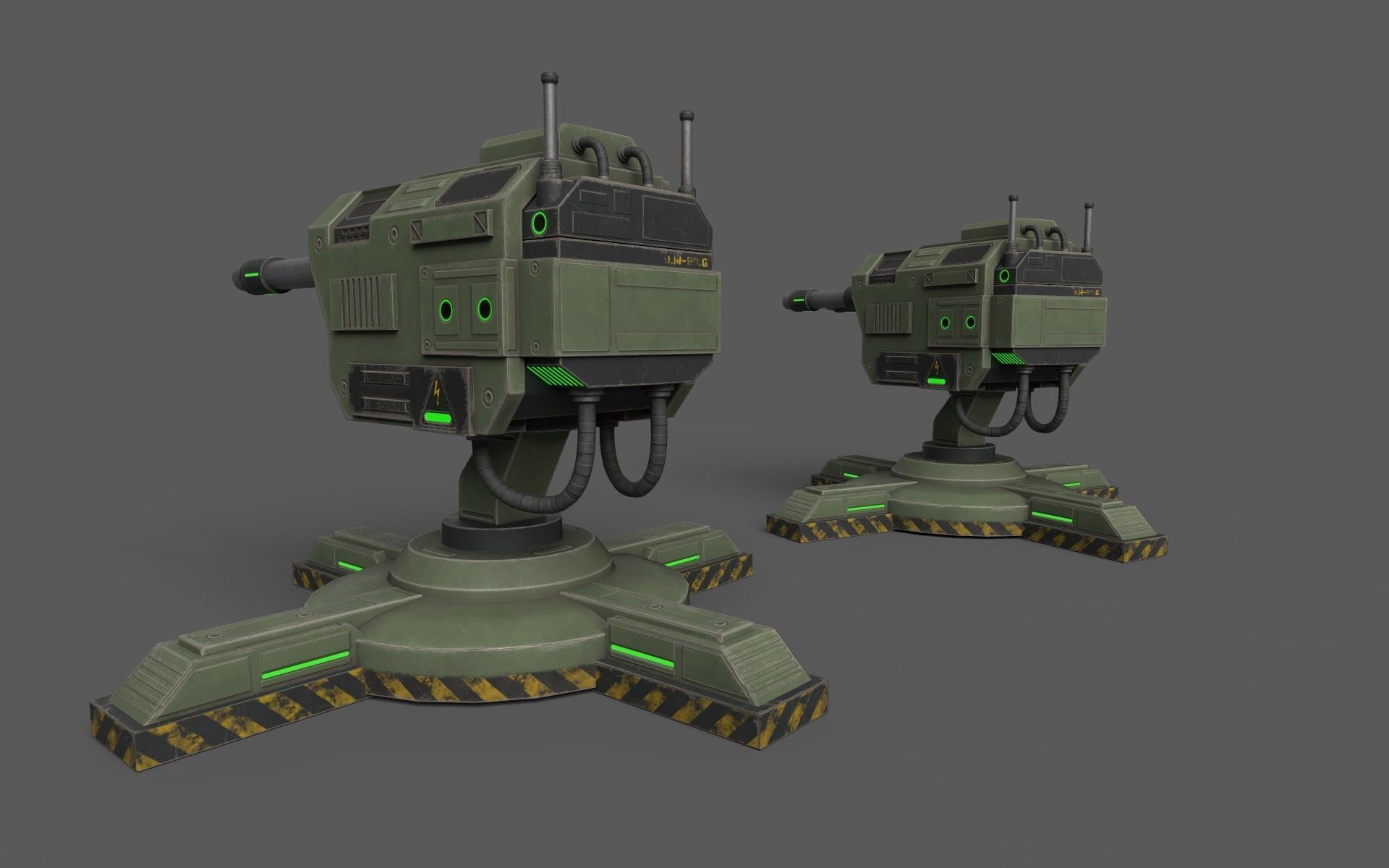 GunTurrets Low-poly 3D model_11
