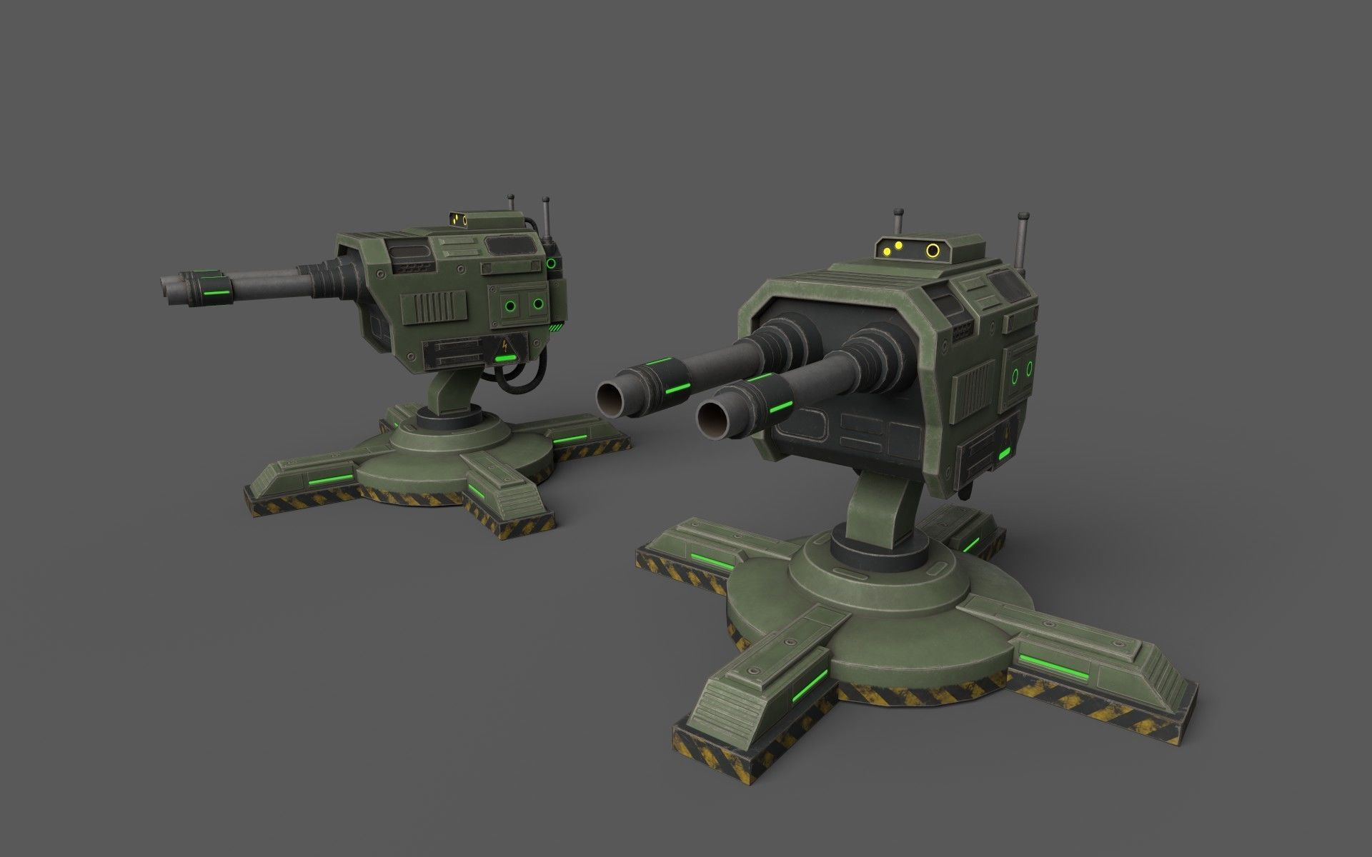 GunTurrets Low-poly 3D model_9