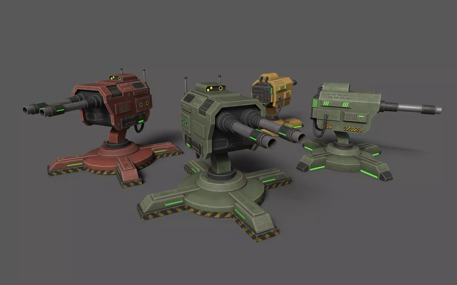 GunTurrets Low-poly 3D model_0