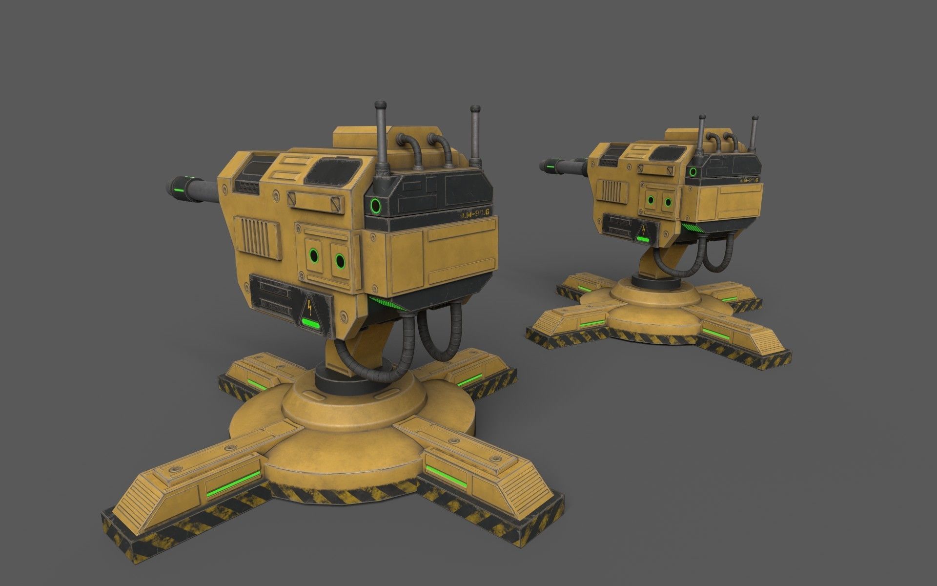GunTurrets Low-poly 3D model_15