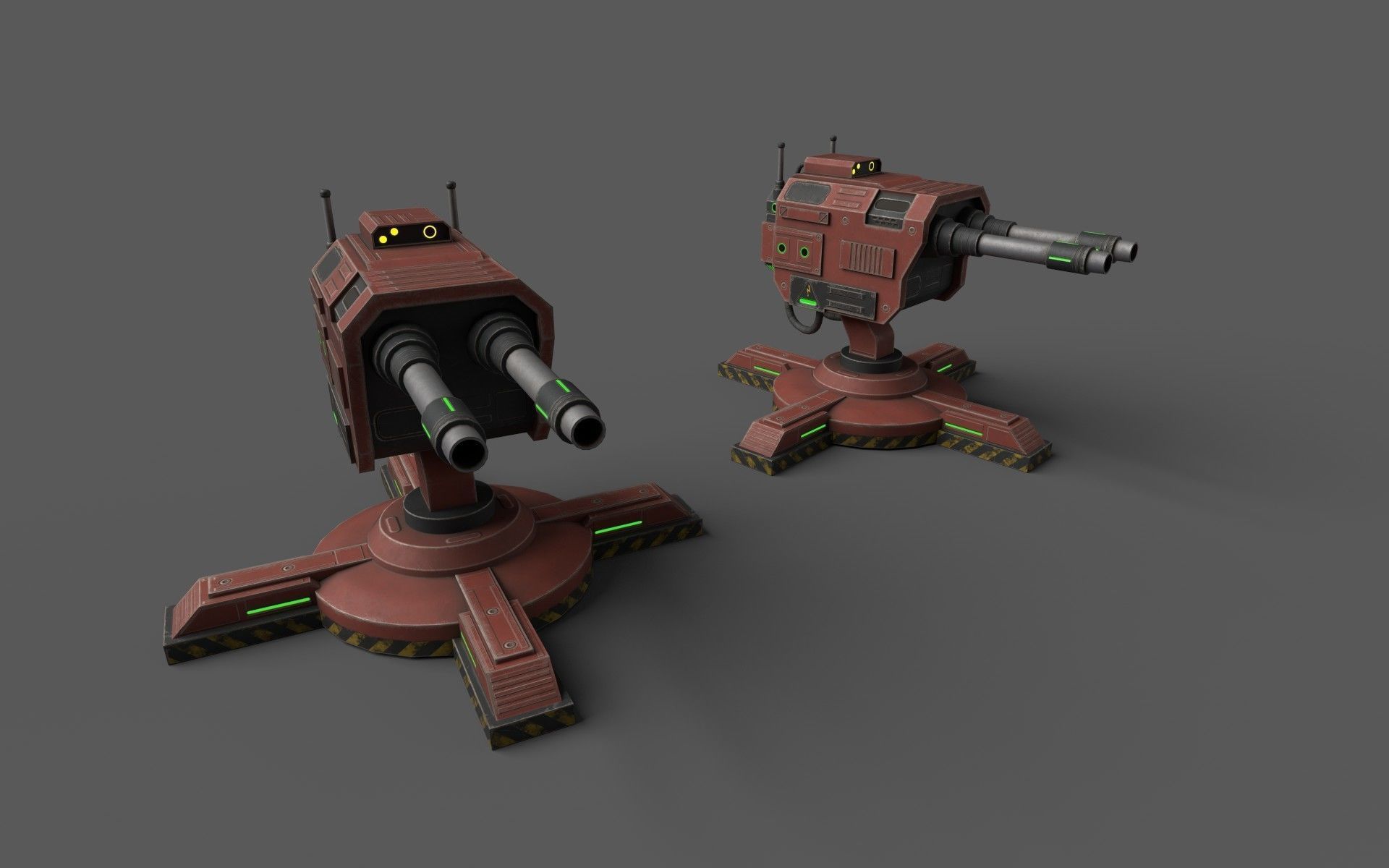 GunTurrets Low-poly 3D model_12