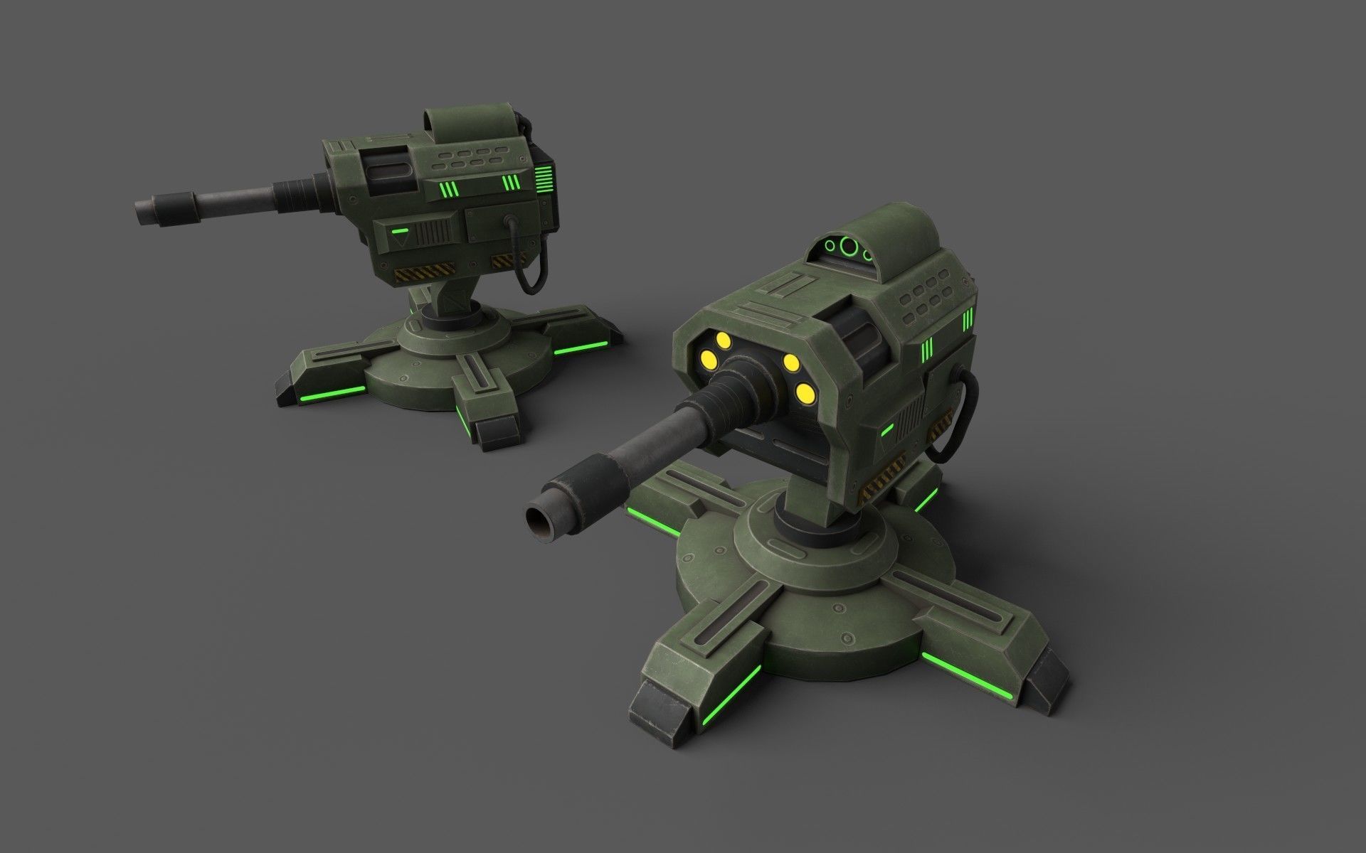 GunTurrets Low-poly 3D model_3