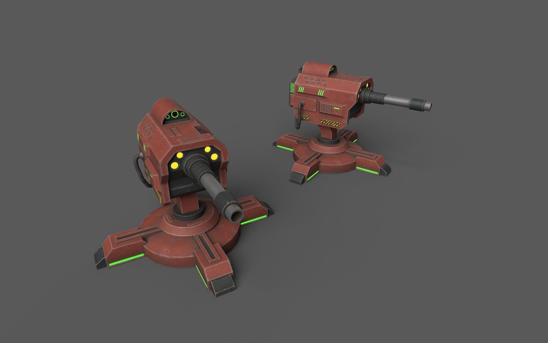 GunTurrets Low-poly 3D model_5