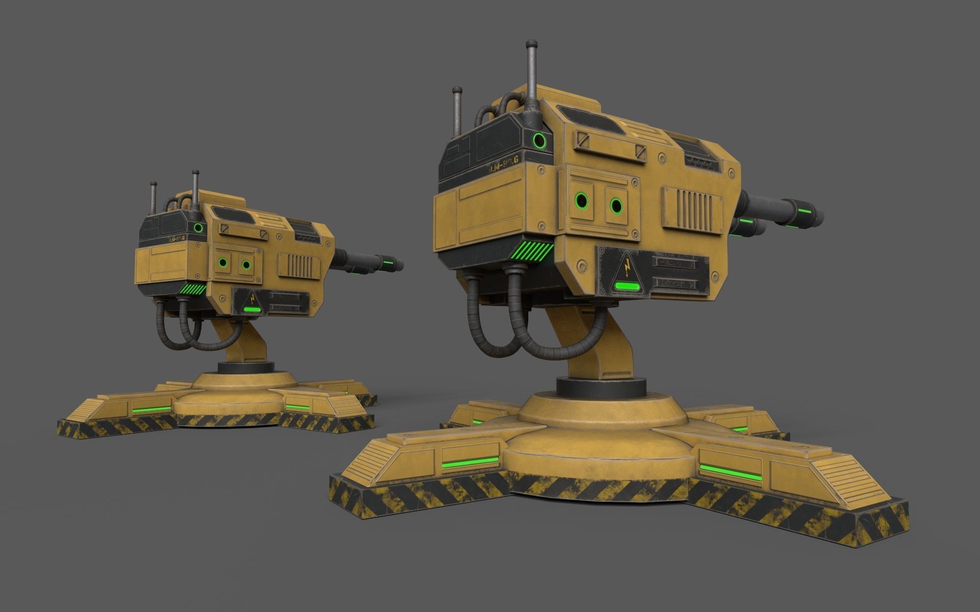 GunTurrets Low-poly 3D model_16