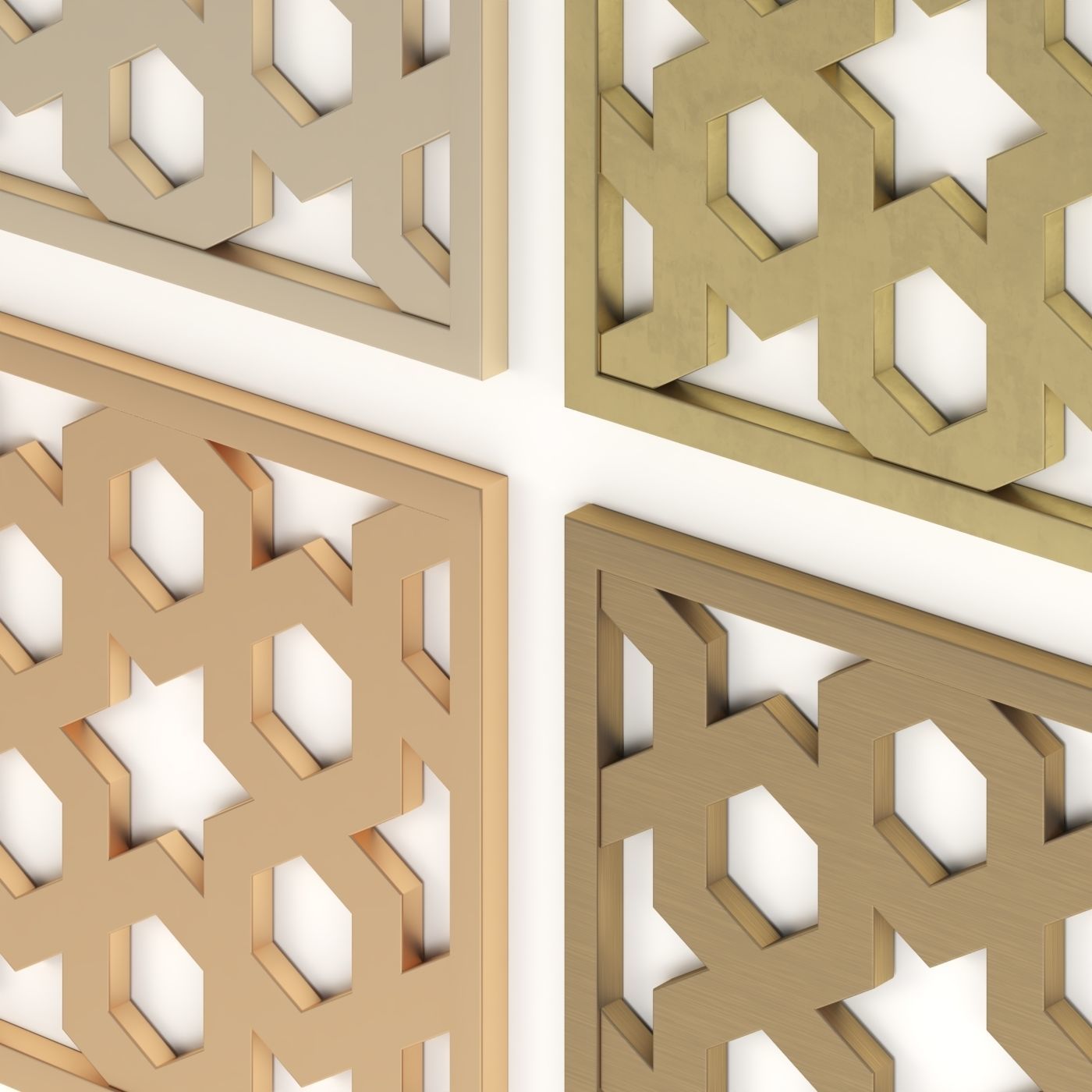 Arabic Islamic pattern decorative gold plaster 3D model_1