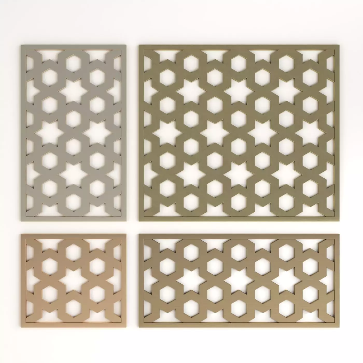 Arabic Islamic pattern decorative gold plaster 3D model_0