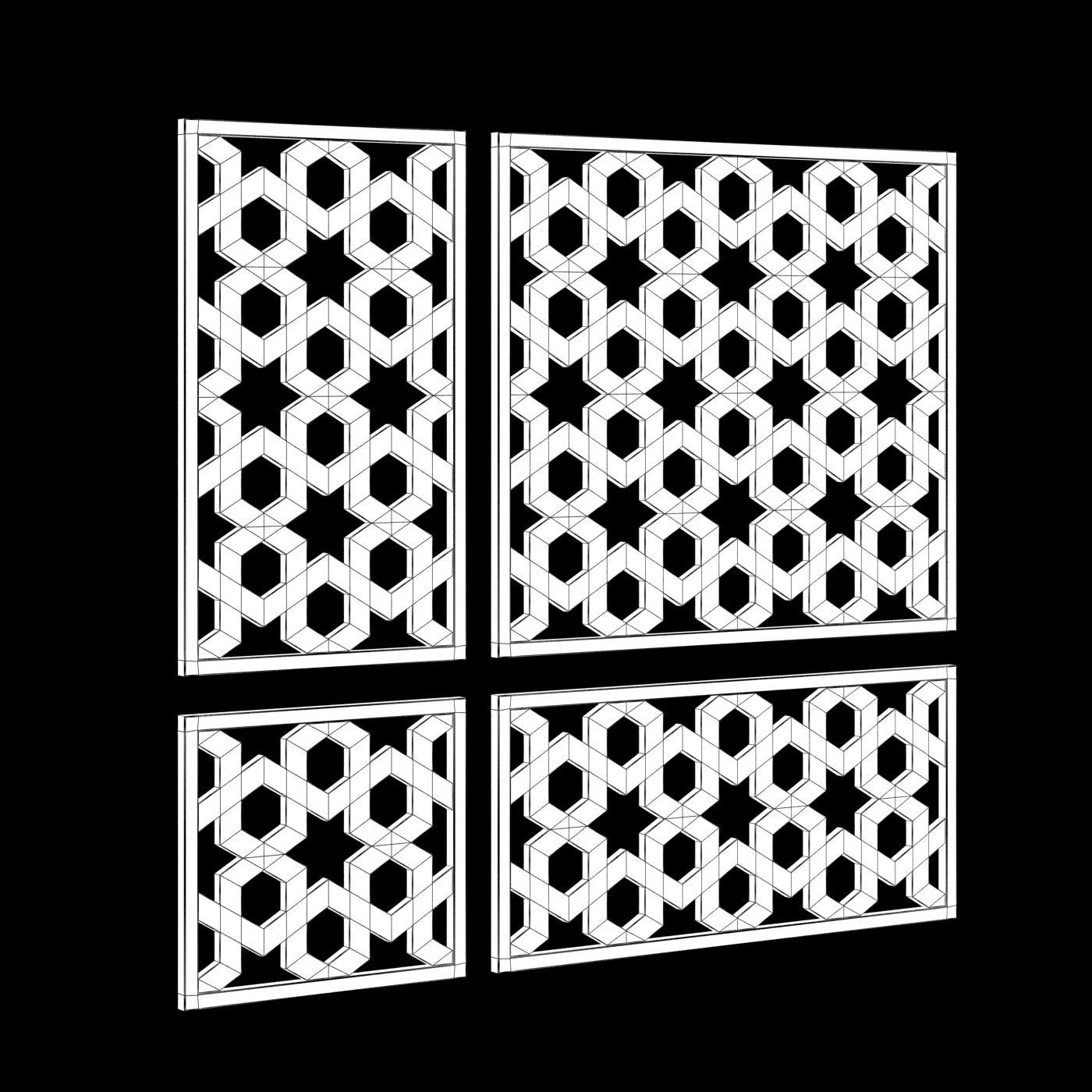 Arabic Islamic pattern decorative gold plaster 3D model_5