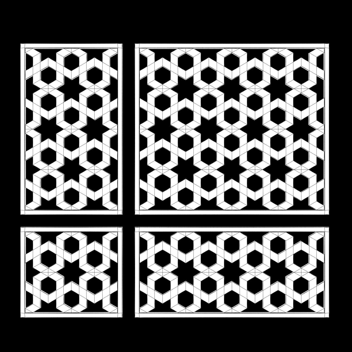 Arabic Islamic pattern decorative gold plaster 3D model_3