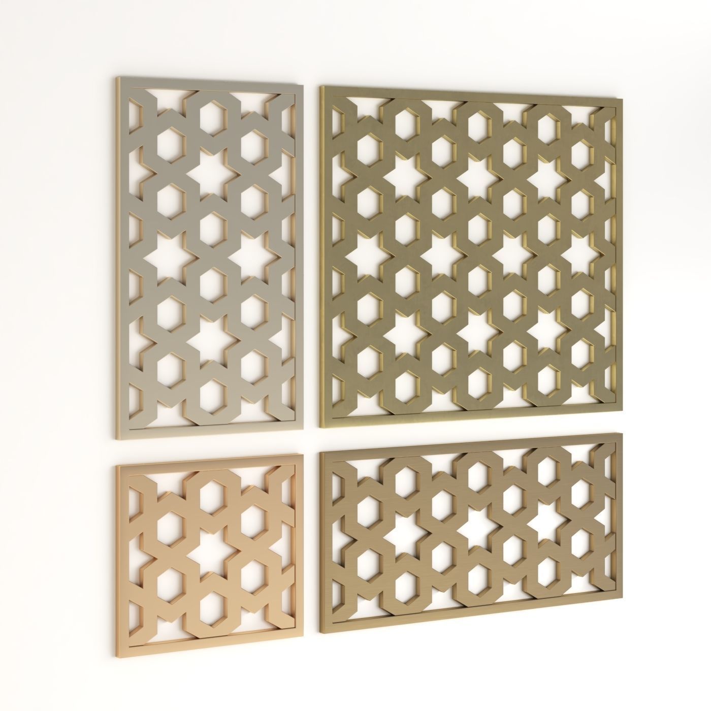 Arabic Islamic pattern decorative gold plaster 3D model_2
