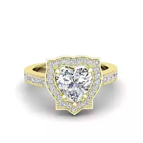 Engagement Diamond Halo ring heart 3D print model
