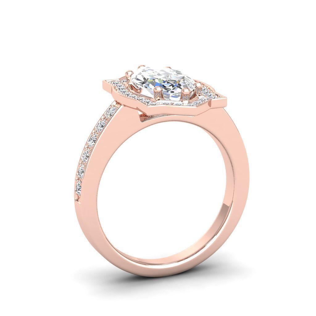 Engagement Diamond Halo ring marquise 3D print model_11