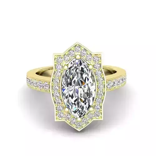 Engagement Diamond Halo ring marquise 3D print model