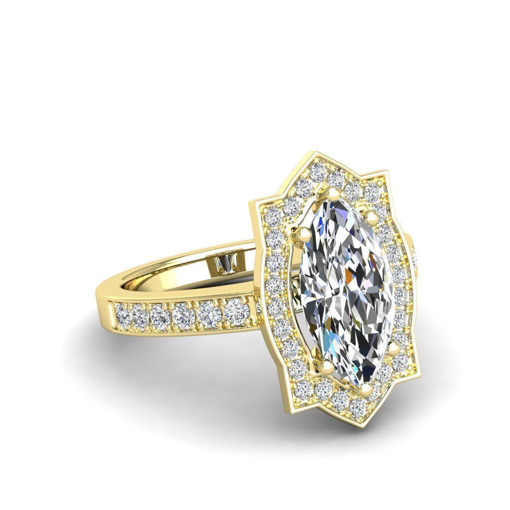 Engagement Diamond Halo ring marquise 3D print model_18